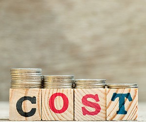 Cost written on wooden blocks
