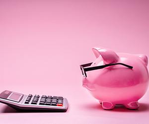 Piggy bank and calculator