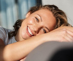 Lady smiles