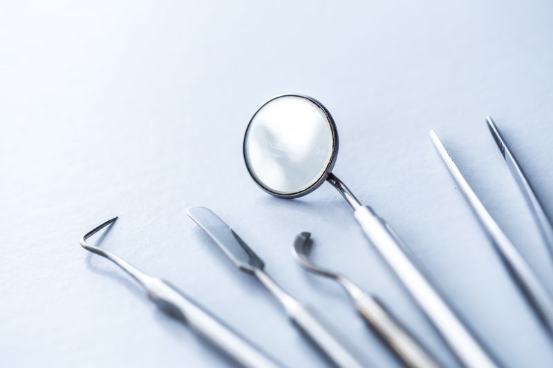 dental instruments laid out on table